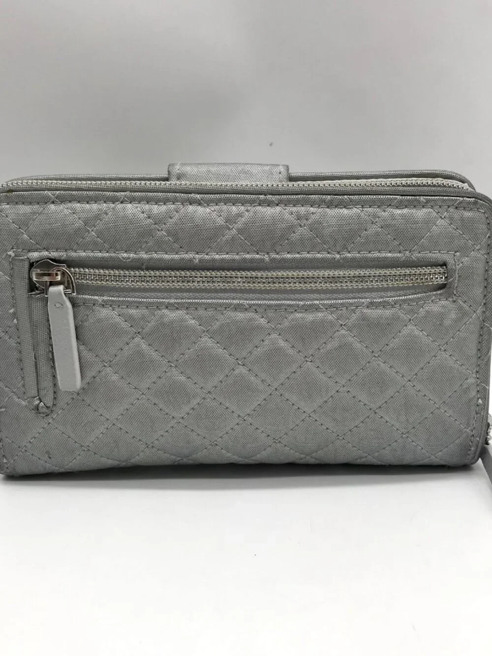 Vera Bradley Silver Microfiber RFID Turnlock Wallet